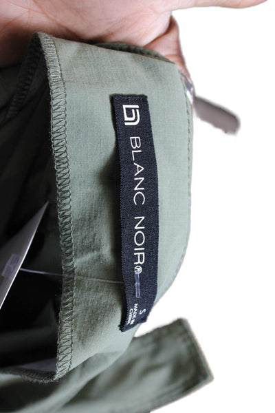 Blanc Noir Womens Zippered Buckled High-Waisted Cargo Shorts Green Size S