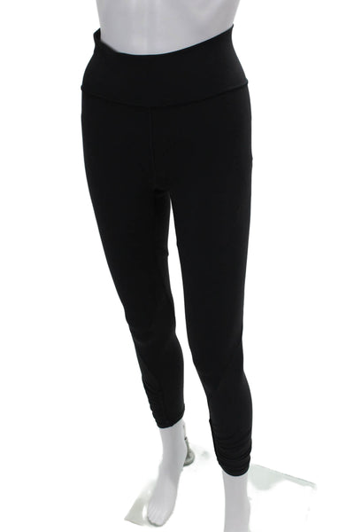 Lululemon Womens Activewear Ruched Mid-Rise Ankle Leggings Black Size 4