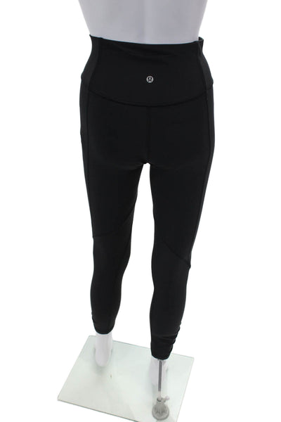 Lululemon Womens Activewear Ruched Mid-Rise Ankle Leggings Black Size 4