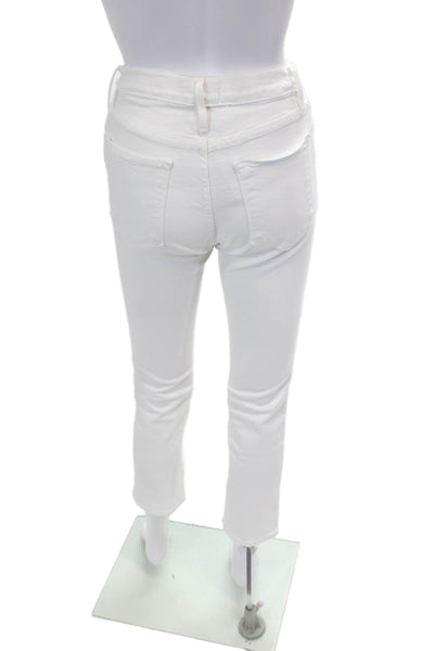 Frame Denim Womens Cotton Mid-Rise Le High Straight Jeans White Size 25