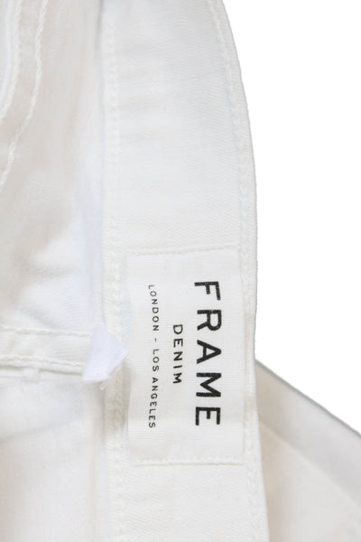Frame Denim Womens Cotton Mid-Rise Le High Straight Jeans White Size 25
