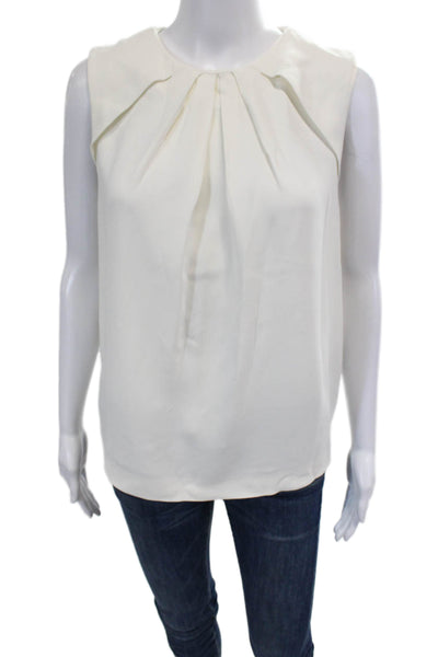Joseph Womens Sleeveless Zippered Pleated Tank Top Blouse Cream Size 36