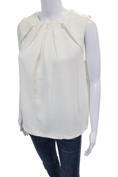 Joseph Womens Sleeveless Zippered Pleated Tank Top Blouse Cream Size 36