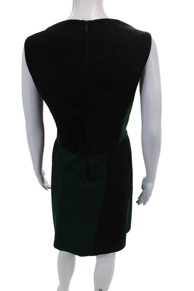 Vince Camuto Womens Faux Leather Trim Color Block Sleeveless Dress Green Size 14