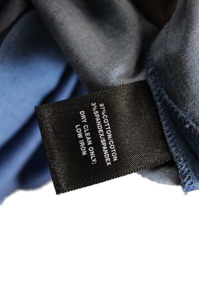 Lafayette 148 New York Womens Cotton Cold Shoulder Detail Blouse Blue Size L