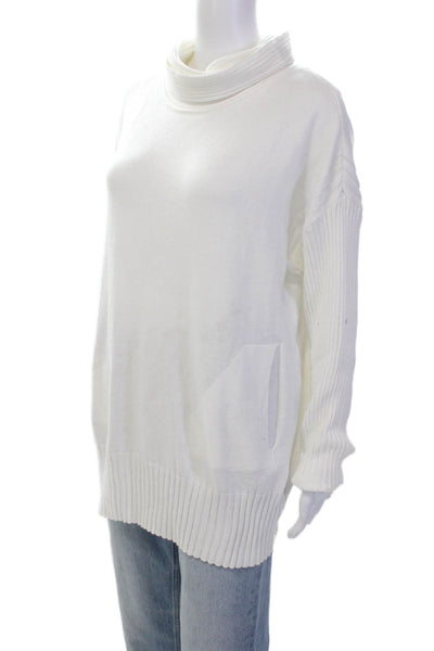 Renuar Womens Long Sleeve Turtleneck Knit Pullover Sweater White Size L