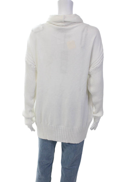Renuar Womens Long Sleeve Turtleneck Knit Pullover Sweater White Size L