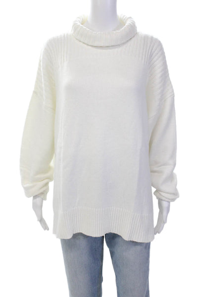 Renuar Womens Turtleneck Long Sleeve Side Split Pullover Sweater Cream Size 2XL