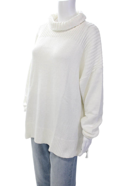 Renuar Womens Turtleneck Long Sleeve Side Split Pullover Sweater Cream Size 2XL