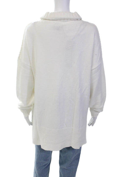 Renuar Womens Turtleneck Long Sleeve Side Split Pullover Sweater Cream Size 2XL