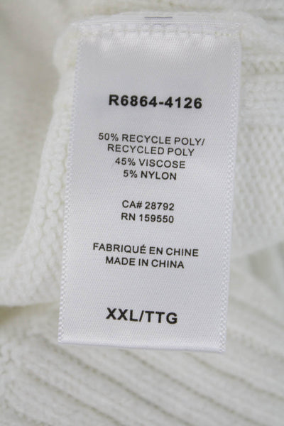 Renuar Womens Turtleneck Long Sleeve Side Split Pullover Sweater Cream Size 2XL