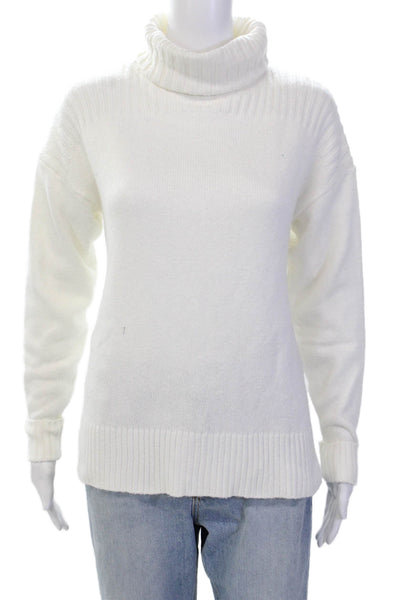 Renuar Womens Turtleneck Long Sleeve Side Split Pullover Sweater Cream Size S
