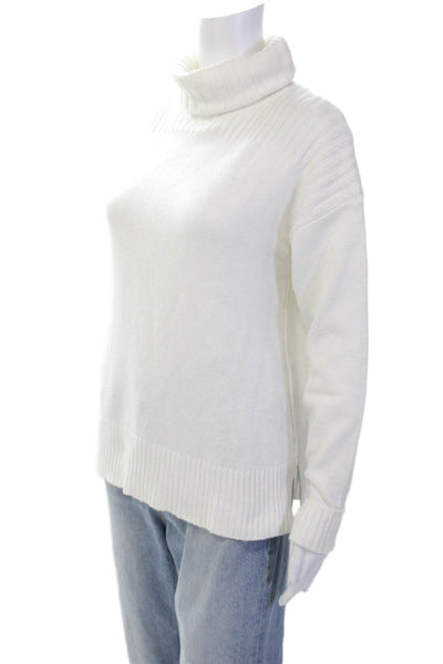 Renuar Womens Turtleneck Long Sleeve Side Split Pullover Sweater Cream Size S