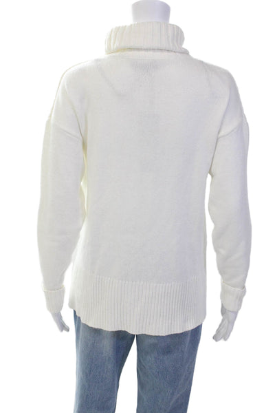 Renuar Womens Turtleneck Long Sleeve Side Split Pullover Sweater Cream Size S