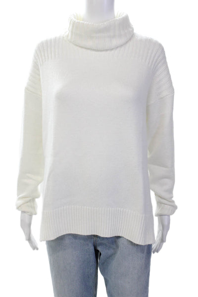 Renuar Womens Turtleneck Long Sleeve Side Split Pullover Sweater Cream Size M