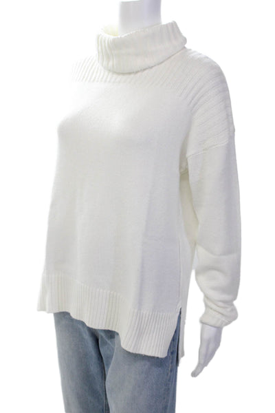 Renuar Womens Turtleneck Long Sleeve Side Split Pullover Sweater Cream Size M