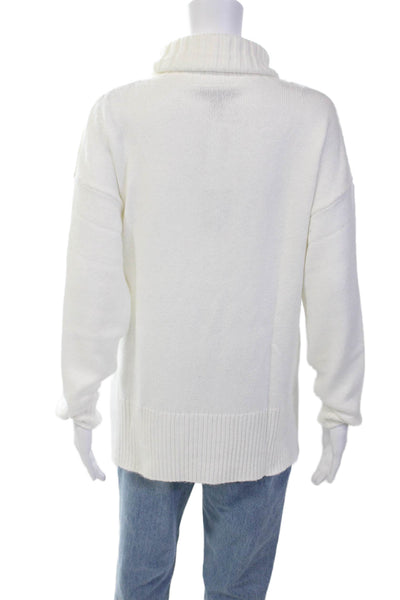 Renuar Womens Turtleneck Long Sleeve Side Split Pullover Sweater Cream Size M