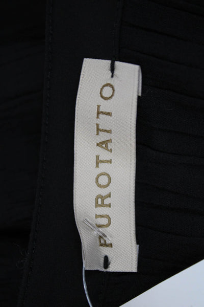 Purotatto Womens Cotton Zip Long Sleeve A-Line Knee Length Dress Black Size 42