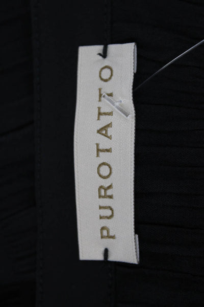 Purotatto Womens Cotton Zip Long Sleeve A-Line Knee Length Dress Black Size 40