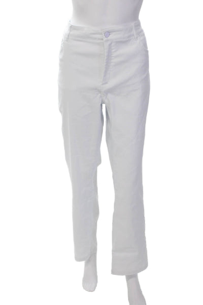 Renuar Womens Cotton High-Rise Zippered Straight Denim Jeans White Size 14