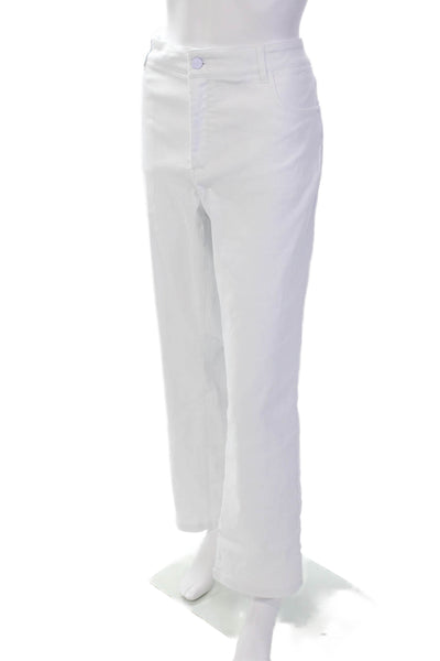 Renuar Womens Cotton High-Rise Zippered Straight Denim Jeans White Size 14