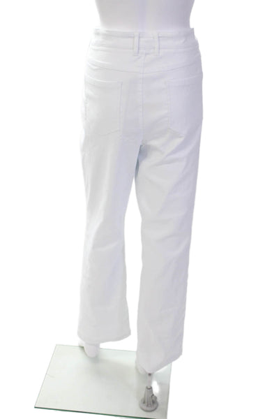 Renuar Womens Cotton High-Rise Zippered Straight Denim Jeans White Size 14