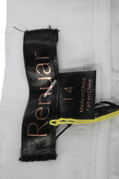 Renuar Womens Cotton High-Rise Zippered Straight Denim Jeans White Size 14