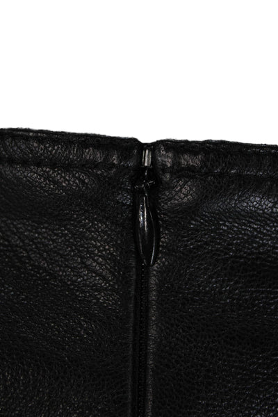 Lafayette 148 New York Womens Leather Waist Knit Pencil Skirt Brown Size 16