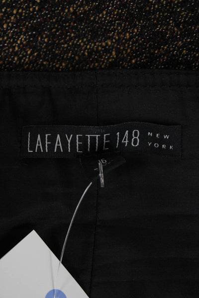 Lafayette 148 New York Womens Leather Waist Knit Pencil Skirt Brown Size 16