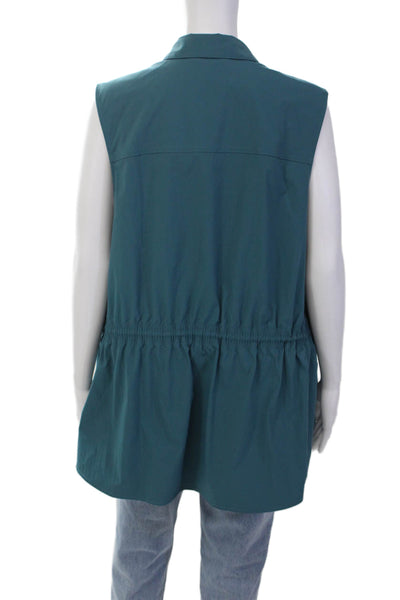 Athleta Womens Textured Sleeveless Tie Front Open Ruched Vest Top Blue Size 3X