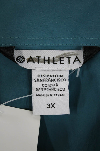 Athleta Womens Textured Sleeveless Tie Front Open Ruched Vest Top Blue Size 3X