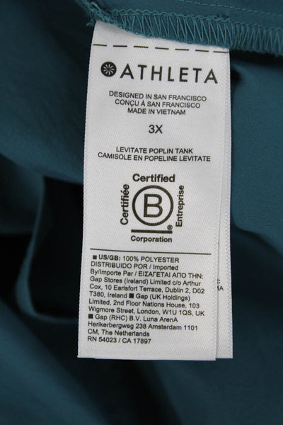Athleta Womens Textured Sleeveless Tie Front Open Ruched Vest Top Blue Size 3X