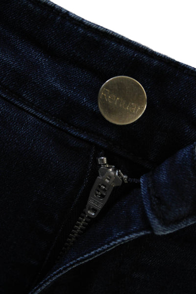 Renuar Womens Cotton Blend Studded Mid-Rise Straight Leg Jeans Blue Size 0