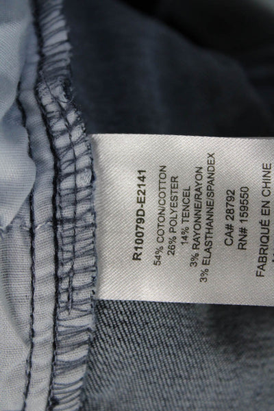 Renuar Womens Cotton Blend Studded Mid-Rise Straight Leg Jeans Blue Size 0