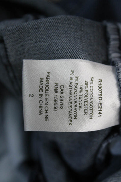 Renuar Womens Cotton Blend Studded Mid-Rise Straight Leg Jeans Blue Size 2