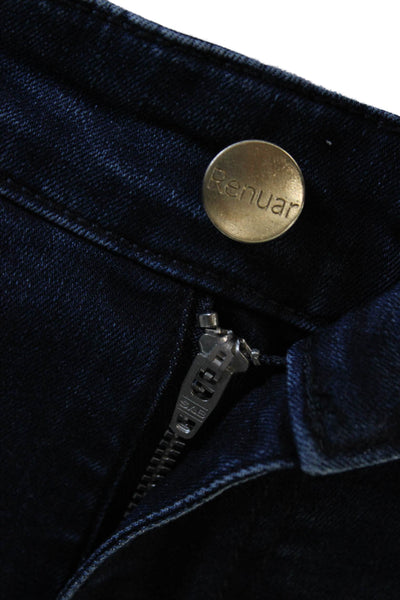 Renuar Womens Cotton Blend Studded Mid-Rise Straight Leg Jeans Blue Size 6