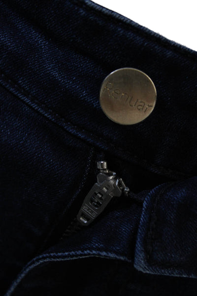 Renuar Womens Cotton Blend Studded Mid-Rise Straight Leg Jeans Blue Size 4