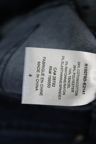 Renuar Womens Cotton Blend Studded Mid-Rise Straight Leg Jeans Blue Size 4