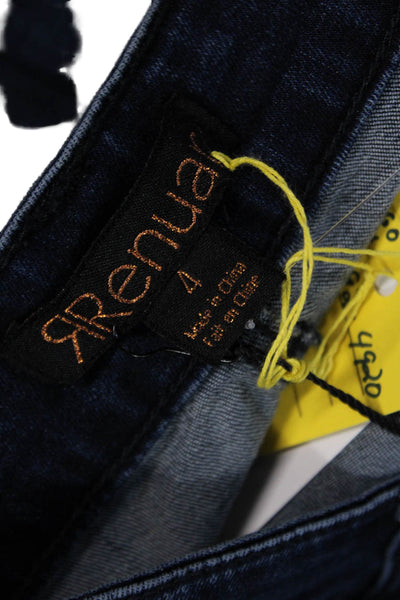 Renuar Womens Cotton Blend Studded Mid-Rise Straight Leg Jeans Blue Size 4