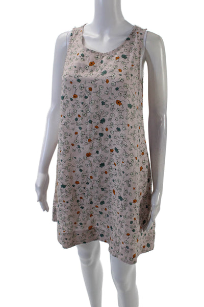 Cynthia Rowley Womens Linen Floral Print Sleeveless Trapeze Dress Pink Size XS