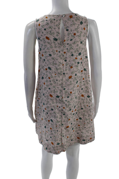 Cynthia Rowley Womens Linen Floral Print Sleeveless Trapeze Dress Pink Size XS