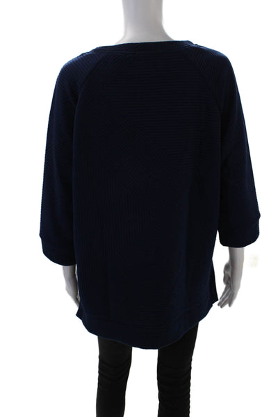 Tribal Womens 3/4 Sleeve Round Neck Pullover Sweatshirt Top Blue Size XS