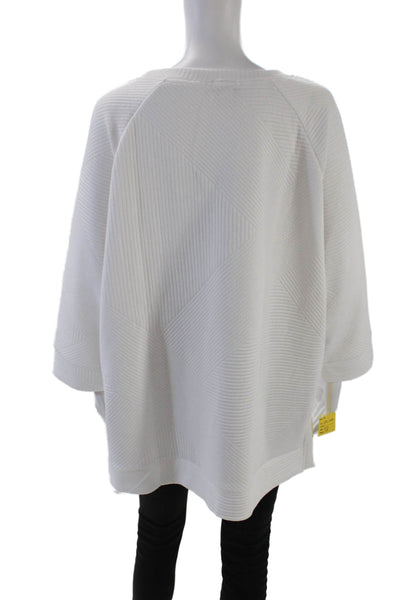 Tribal Womens 3/4 Sleeve Round Neck Pullover Sweatshirt Top White Size L