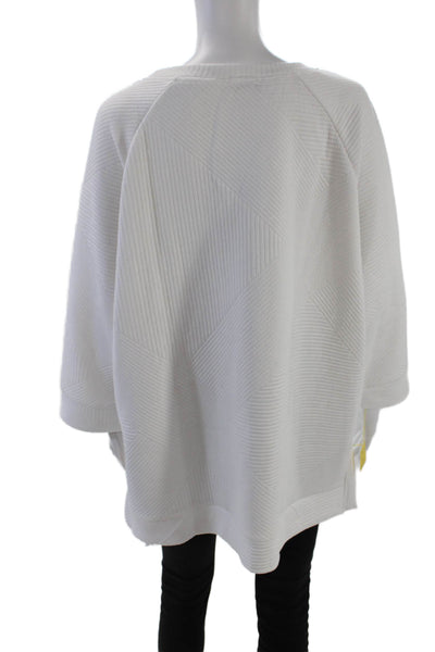 Tribal Womens 3/4 Sleeve Round Neck Pullover Sweatshirt Top White Size XL