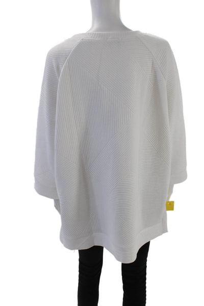 Tribal Womens 3/4 Sleeve Round Neck Pullover Sweatshirt Top White Size S