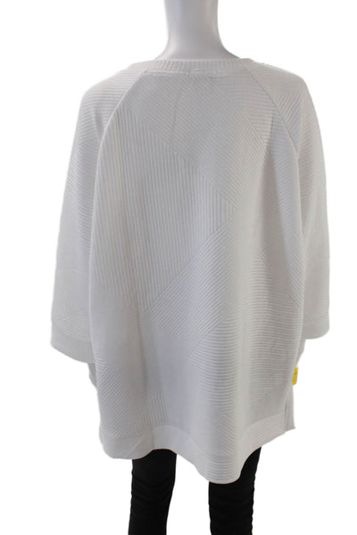 Tribal Womens 3/4 Sleeve Round Neck Pullover Sweatshirt Top White Size M