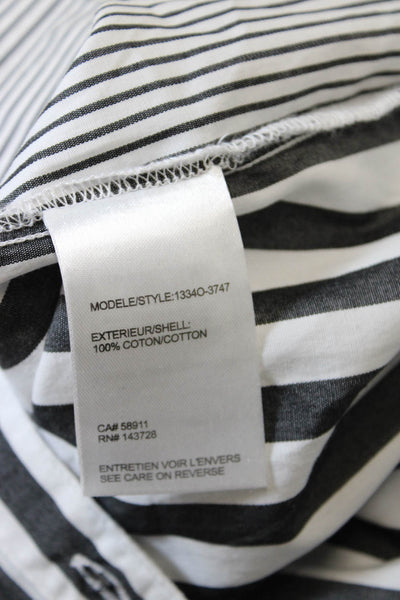 Tribal Womens Cotton Collared Pocket Detail Striped Buttoned Blouse White Size M