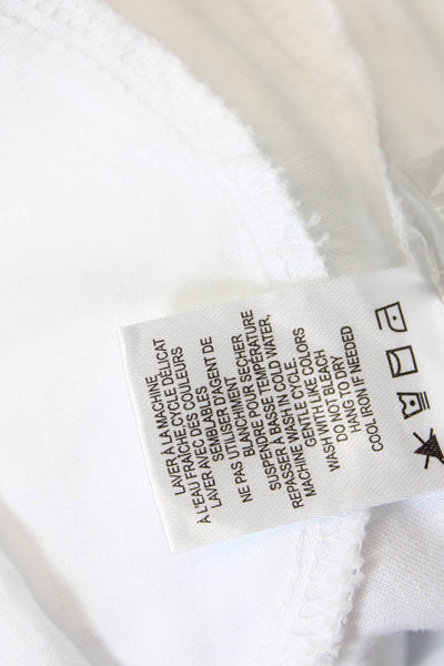 Renuar Womens Collared Long Sleeve Raw Hem Button Down Shirt White Size S