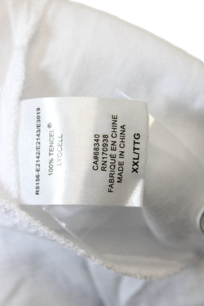Renuar Womens Raw Hem Detail Long Sleeve Button Down Shirt White Size 1X