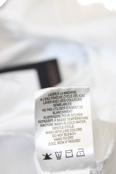 Renuar Womens Raw Hem Detail Long Sleeve Button Down Shirt White Size 1X